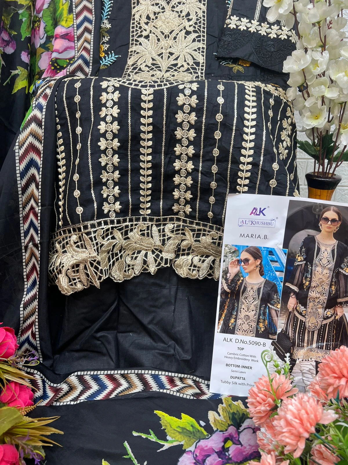 Al_Khushbu Maria B Pure Cambric Cotton Wholesale Pakistani Salwar Suit Catalog — Wholesale Salwar Suits, MPA wholesale from Surat - Gallery Image 9